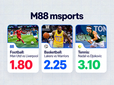 Ilustrasi antarmuka M88 msports yang menampilkan berbagai pertandingan olahraga dan odds