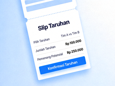 Slip taruhan atau bet slip tempat memasang dan mengkonfirmasi taruhan
